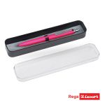 Ручка шариковая Luxor "Rega" синяя, 0,7мм, корпус розовый/хром, кнопочный механизм, футляр