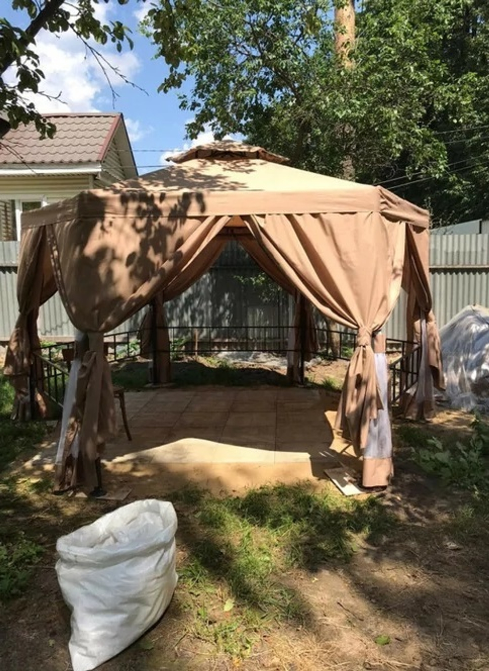 Шатер садовый Green Glade Gexagon Beige (сторона 200 см, площадь 10.5 м²)