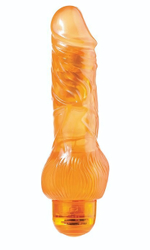 Оранжевый вибратор-реалистик JELLY JOY 7INCH 10 RHYTHMS ORANGE - 17,5 см. (Цвет: оранжевый)