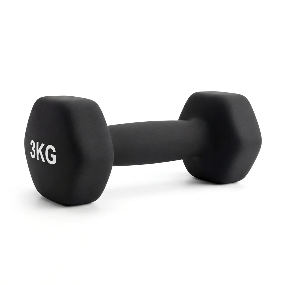 Гантель неразборная гексагональная неопрен  3 кг (черная) VictoryFit VF-DHN030