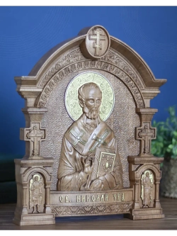 Николай Чудотворец, икона из дерева, 32х26х3,8 см