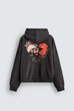 ZARA ХУДИ С ГРАФИЧЕСКИМ ПРИНТОМ POST MALONE™, ЧЕРНЫЙ