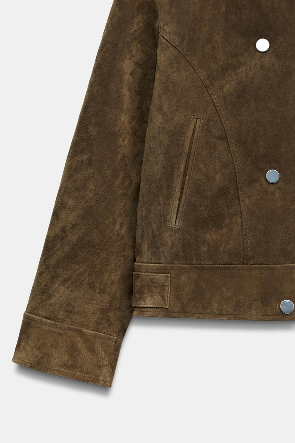 ZARA СТЕГАНАЯ КУРТКА ИЗ 100% КОЖИ С МЕХОВЫМ ВОРОТНИКОМ, ТЕМНО-КОРИЧНЕВЫЙ