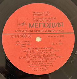 Виниловая пластинка Ион Суручану – Пою только одну песню … (Мелодия) LP