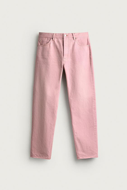 ZARA ДЖИНСЫ ПРЯМОГО КРОЯ, БЛЕДНО-РОЗОВЫЙ