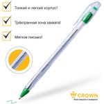 Ручка шариковая Crown "Oil Jell" зеленая, 0,7мм, 1шт