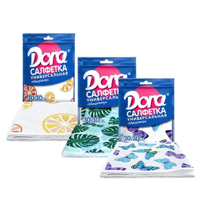 Салфетка из микрофибры Дора (Dora) "Универсальная", с рисунком, 30х30см