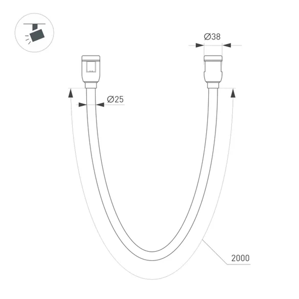 Светильник ART-APRIORI-TUBE-ELASTIC-R38-L2000-24W Warm3000 (BK, 360 deg, 48V) (Arlight, IP20 Металл, (Arlight, IP20 Металл, 3 года) 049274