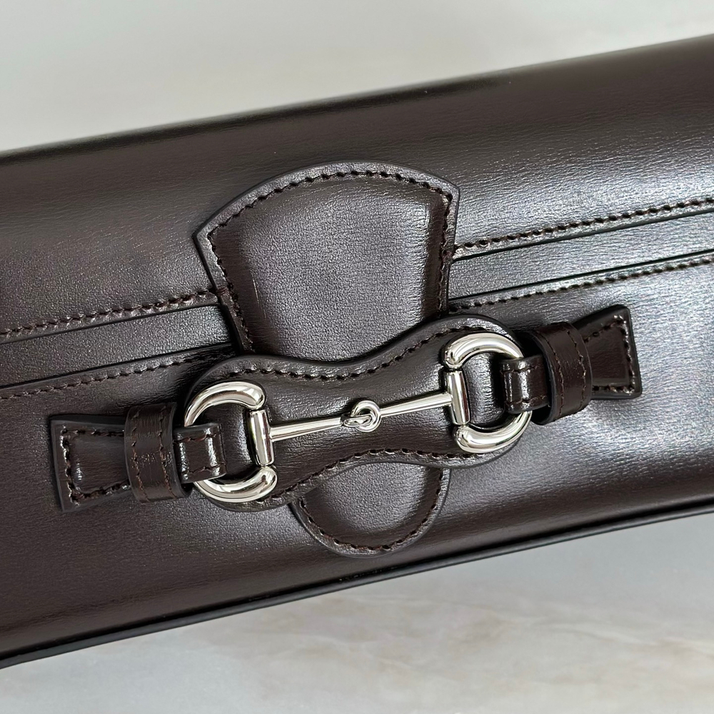 Женская сумка Gucci Horsebit — коричневая — фото 5
