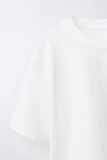 ZARA КОМБИНИРОВАННАЯ ФУТБОЛКА С КРУЖЕВОМ, БЕЛЫЙ