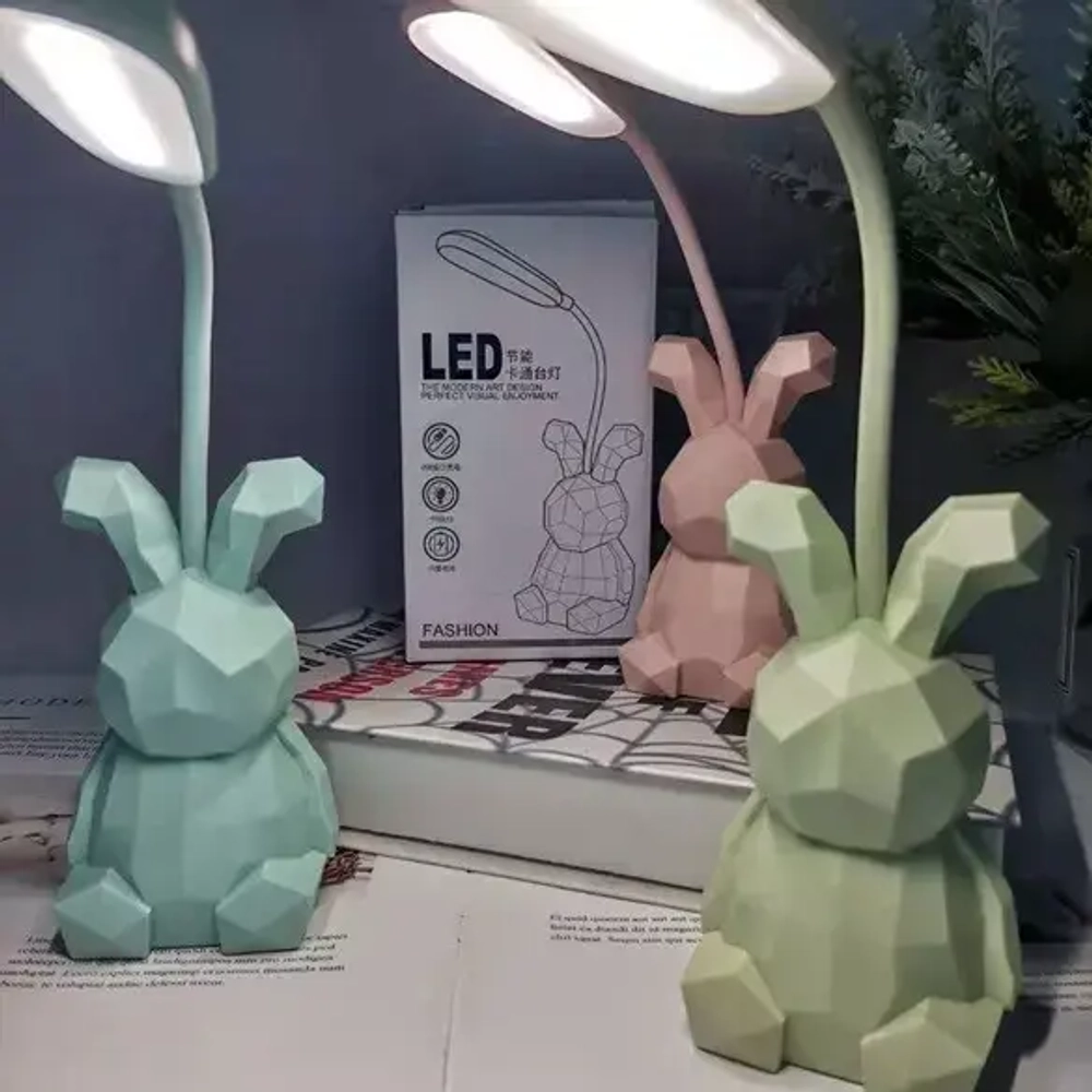 Светильник настольный «Prizma-Зайчик» LED 6.5*6.5*28 см USB 4.2 V1.05w, Голубой