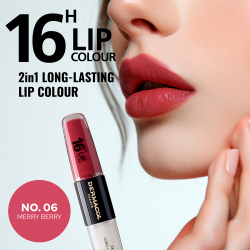 Dermacol 16H Lip Colour - Долговременная помада и блеск для губ оттенок 06 Merry Berry, 2 ml