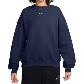 Женская Кофта теннисная Nike Studio Fleece Medium Weight Oversized Crew - midnight navy/sail