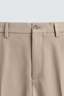 ZARA КОСТЮМНЫЕ БРЮКИ SLIM FIT, ПЕСОЧНЫЙ МЕЛАНЖ