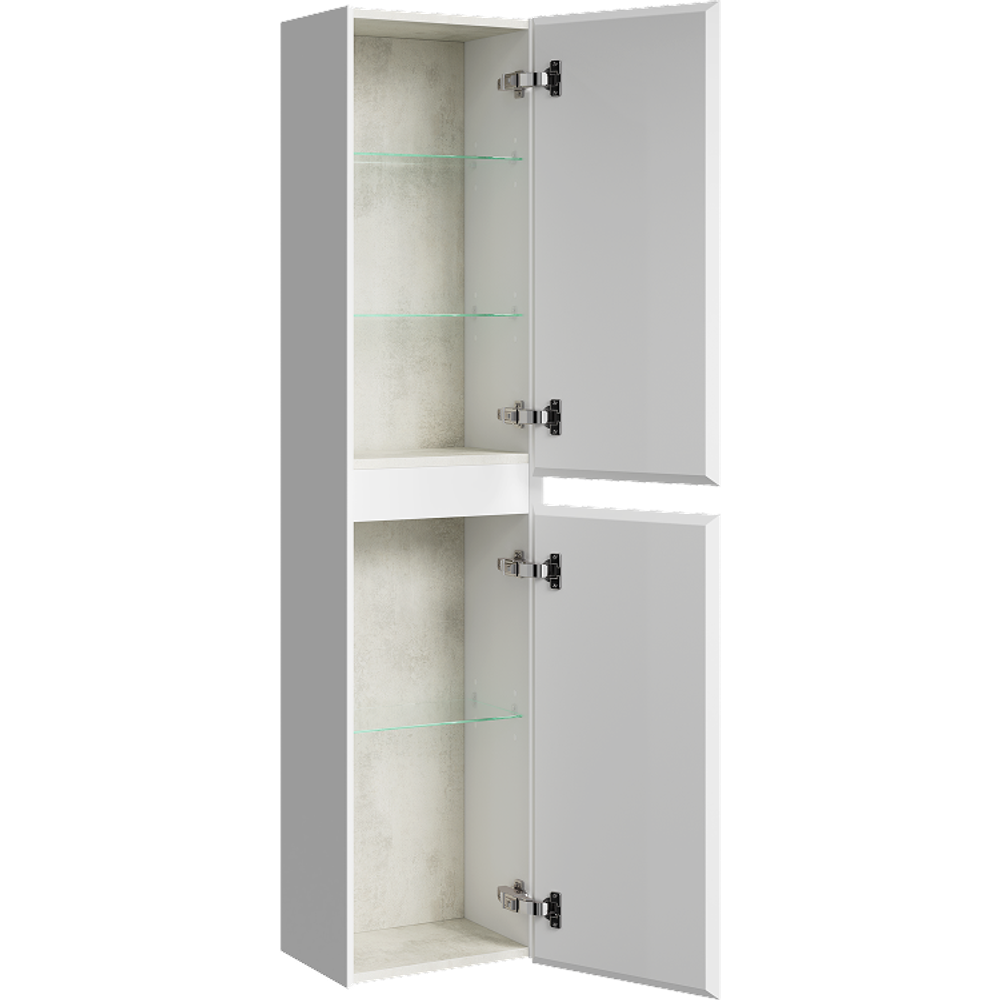 AQ GE0535WM Geometria Пенал L/R подвесной, 350х1500х250 мм, 2 двери, 3 полки, Белый матовый