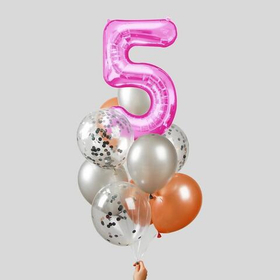 Воздушные шары, букет «5 лет», набор 10 шт., с конфетти гелий