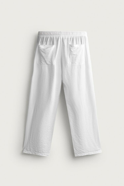 ZARA БРЮКИ RELAXED FIT ИЗ СТРУЯЩЕЙСЯ ТКАНИ, БЕЛЫЙ