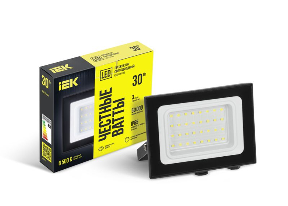 Прожектор светодиодный СДО 06-30 6500К IP65 черн. IEK LPDO601-30-65-K02