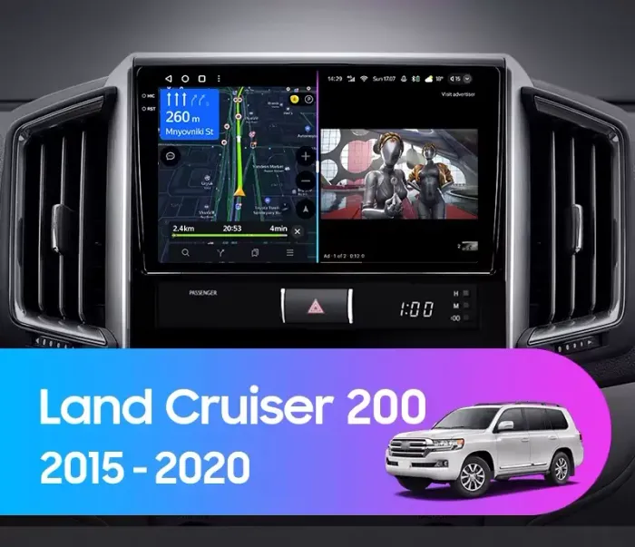 Магнитола для Toyota Land Cruiser 200 2015-2021 (без JBL) - Kuberg OL-9618 QLed+2K, Android 12, Быстрая, CarPlay, 4G SIM-слот