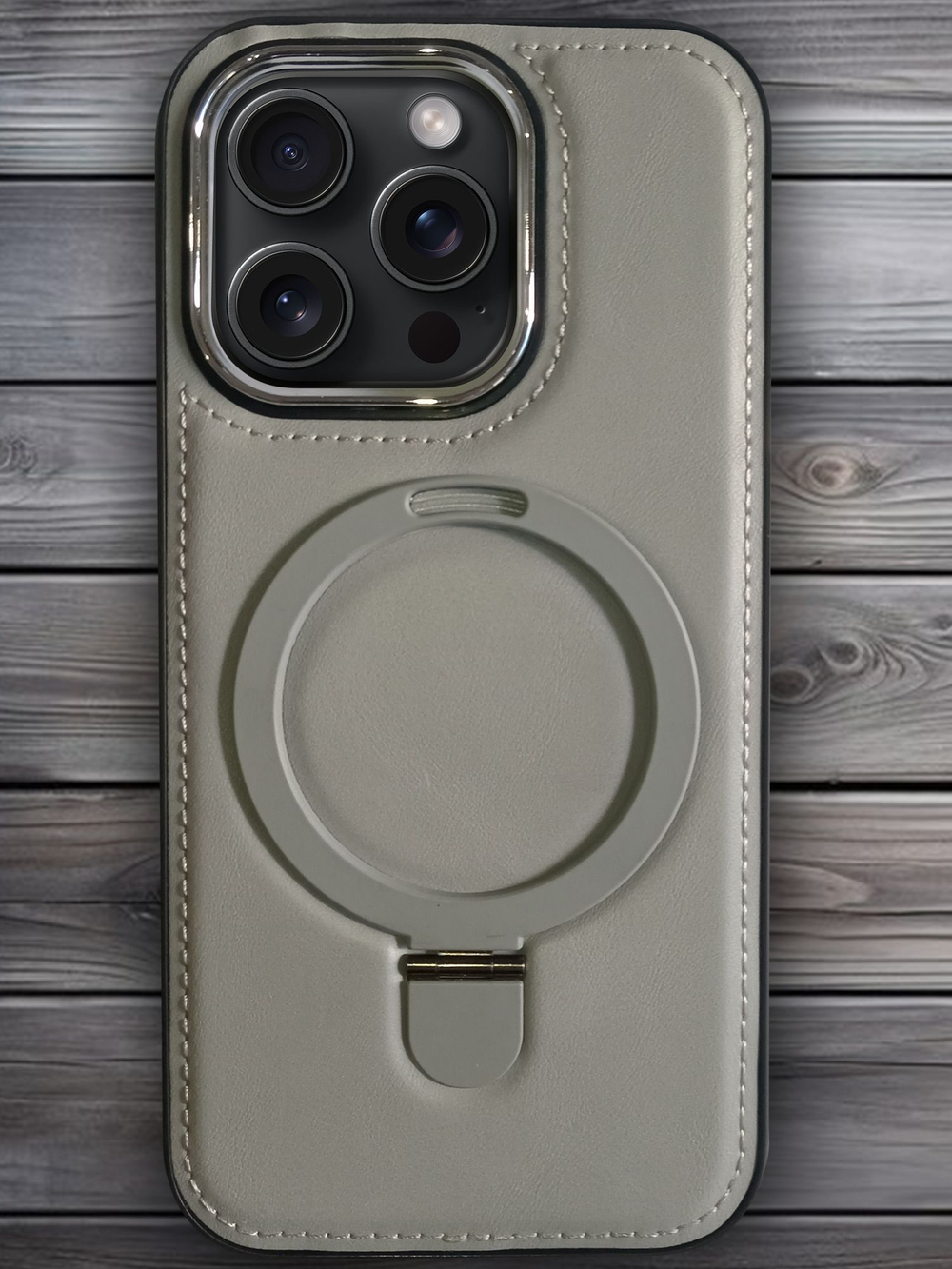 Business style чехол из кожи для IPHONE 14 PRO с кольцом-подставкой и бархатной подкладкой