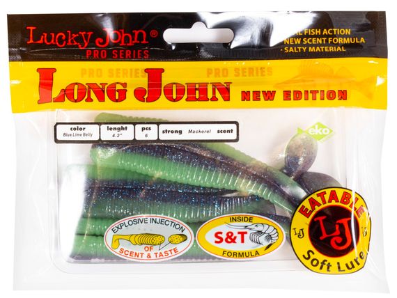 Виброхвосты съедобные LJ Pro Series LONG JOHN 4.2in (10,7 см), цв. T53, 6 шт.