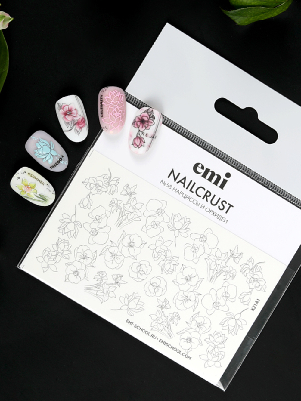 NAILCRUST Трафареты-слайдеры №58 Нарциссы и орхидеи