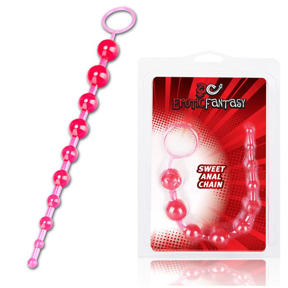 Розовая анальная цепочка Sweet Anal Chain - 32 см. (Цвет: розовый)