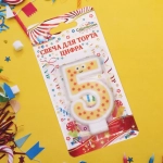 Свеча для торта Цифра Весёлый затейник «5» 6 см