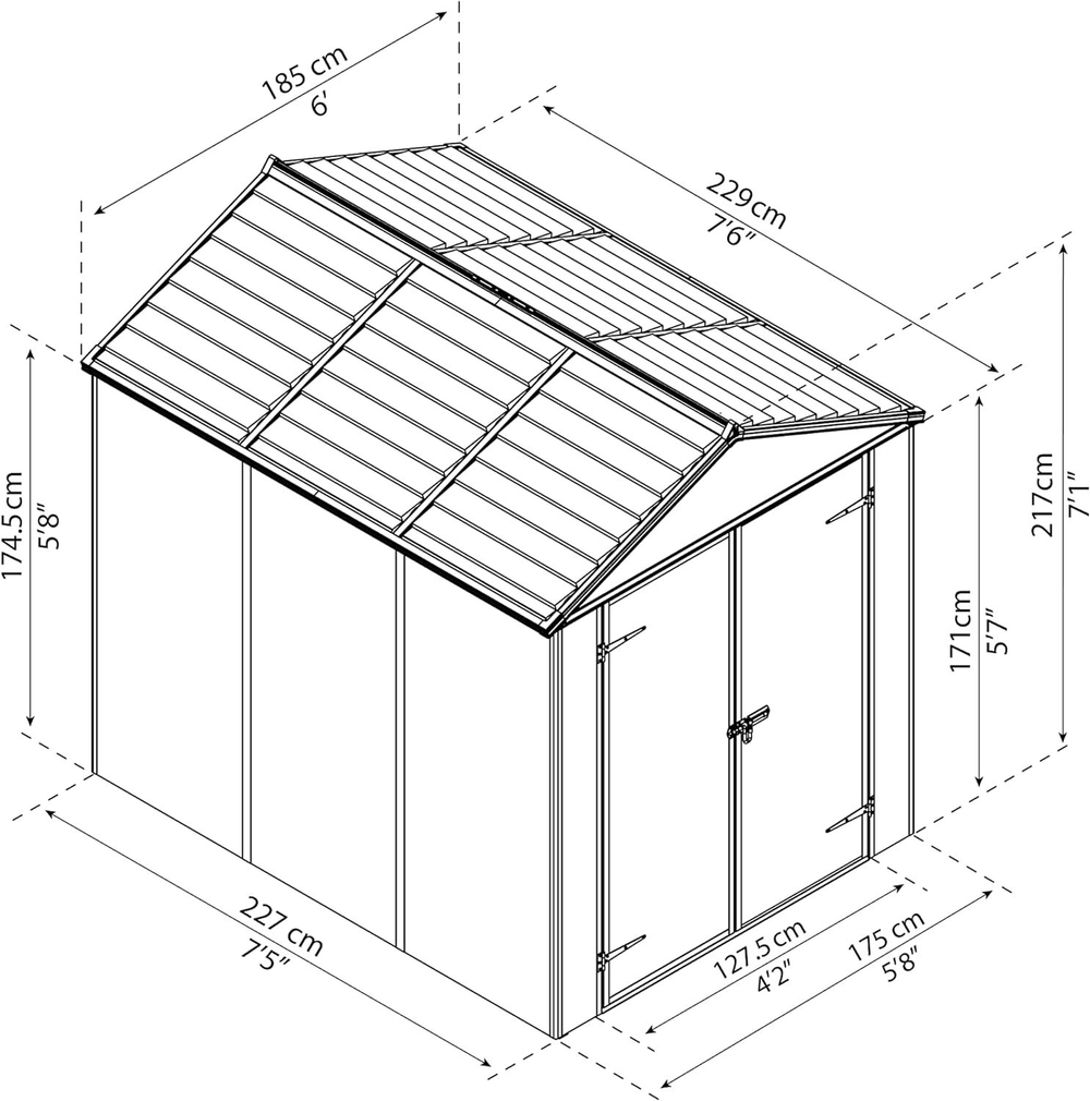 Сарай из поликарбоната Palram Rubicon 6x8 grey