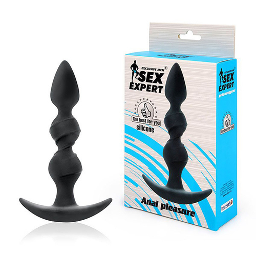 Черная витая пробка-елочка 16см с ограничителем Bior Toys Sex Expert SEM-55154