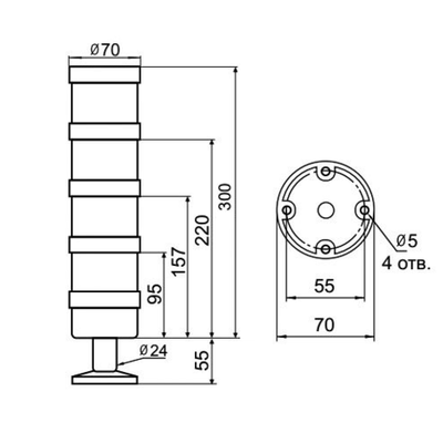 Светосигнальная колонна INNOCONT TL70-024-RYBG-55