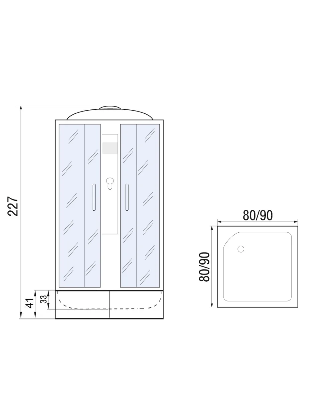 Душевая кабина RIVER QUADRO XL 90/41 MT с поддоном 90x90x220 10000013949 Универсальная Квадрат