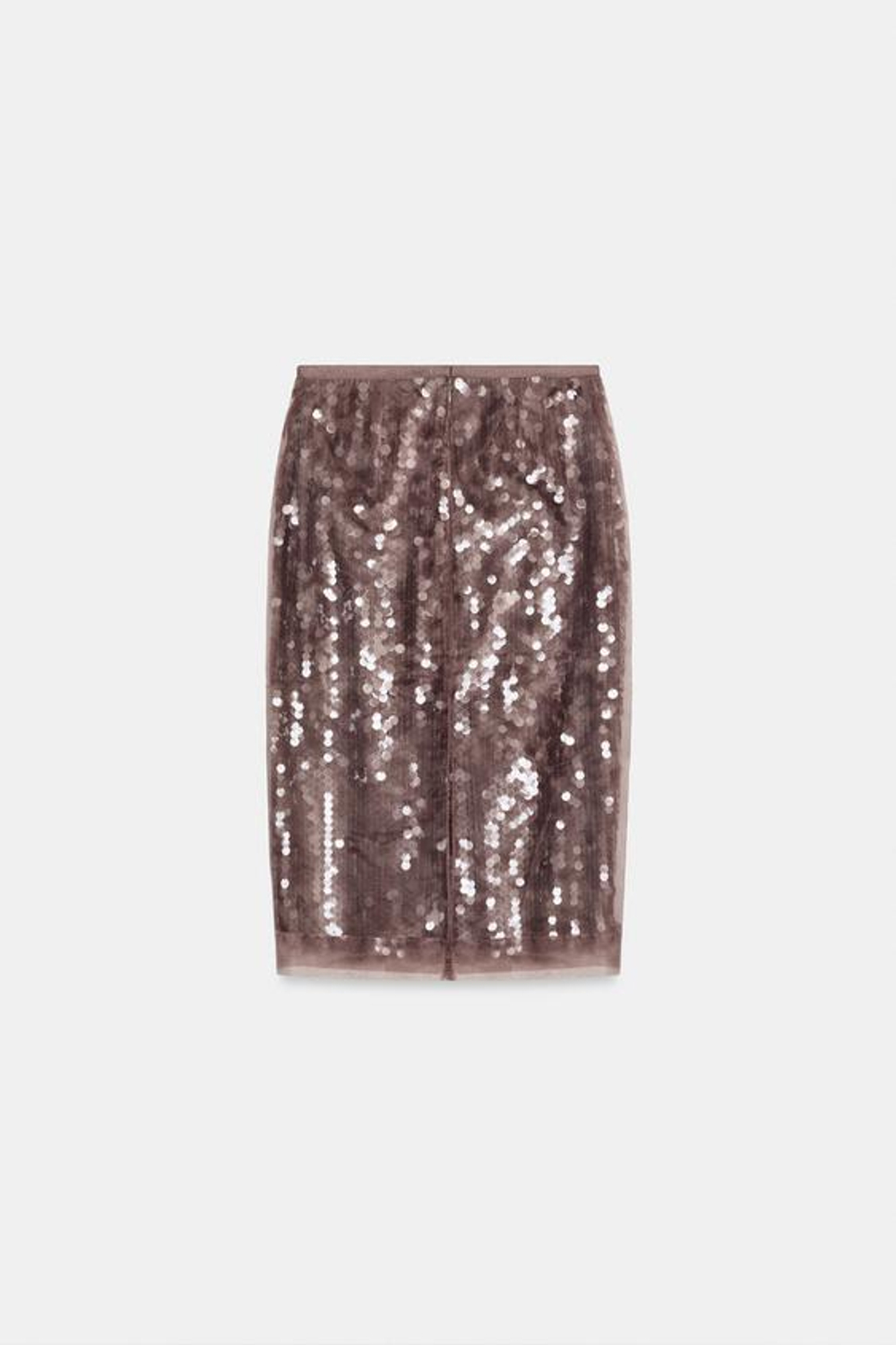 ZARA ЮБКА МИДИ С ПАЙЕТКАМИ — ZW COLLECTION, СЕРО-КОРИЧНЕВЫЙ