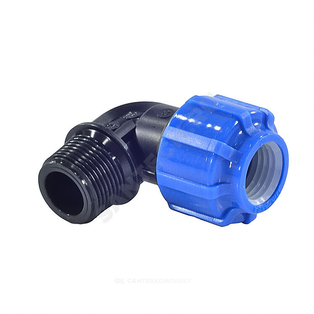 Отвод компрессионный ПЭ Дн 25х1/2"х90гр ВР Ру16 RTP (РосТурПласт) 11540