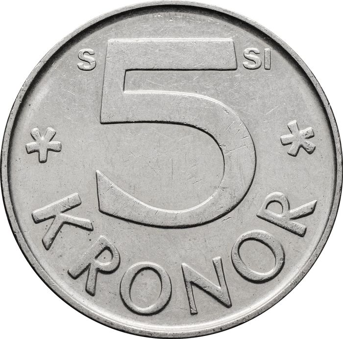 5 крон 1976-2009 Швеция