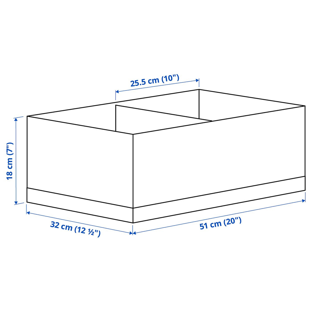 IKEA STUK  (ИКЕА СТУК)  -  Коробка с перегородкой - белый/чёрный 32x51x18 см
