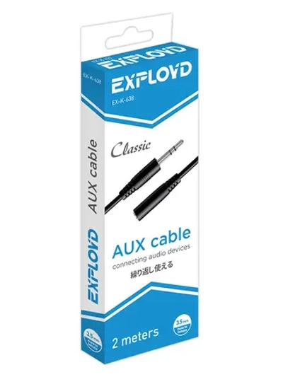 Кабель AUX jack 3.5 - jack 3.5 famele Exployd EX-K-638, 2 м