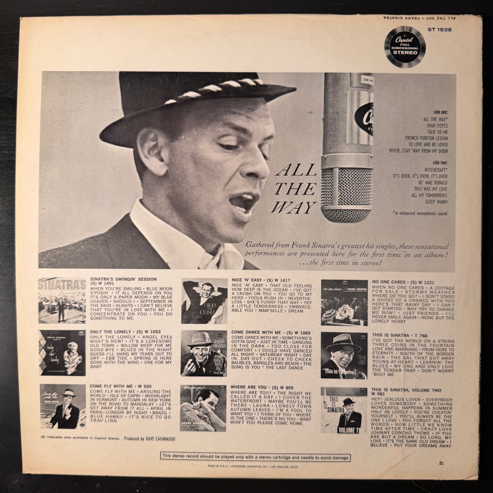 Frank Sinatra ‎– All The Way (Дания 1961г.)