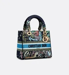 Женская сумка Dior Lady D-lite, модель среднего формата черный