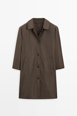 Massimo Dutti Длинный двусторонний тренч, шоколадный
