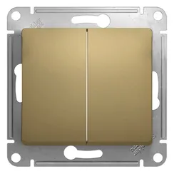 Переключатель проходной двухклавишный Systeme Electric Glossa Титан GSL000465