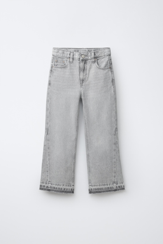 ZARA ДЖИНСЫ FLARE С БАХРОМОЙ, СЕРЫЙ