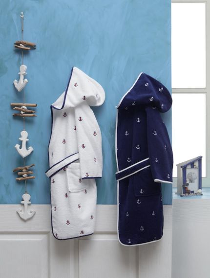 Халат детский махровый MARINE МАРИНЕ синий Soft Cotton Турция