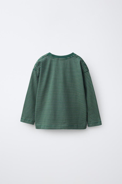 ZARA НАБОР ИЗ ТРЕХ ФУТБОЛОК С ДЛИННЫМИ РУКАВАМИ, ЗЕЛЕНЫЙ/СЕРЫЙ