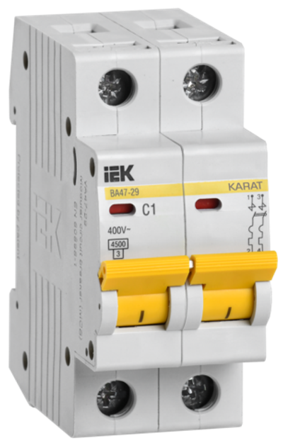 KARAT Автоматический выключатель ВА47-29 2P B 1А 4,5кА IEK