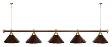 Лампа STARTBILLIARDS 5 пл. (плафоны коричневые,штанга золотая,фурнитура золото)