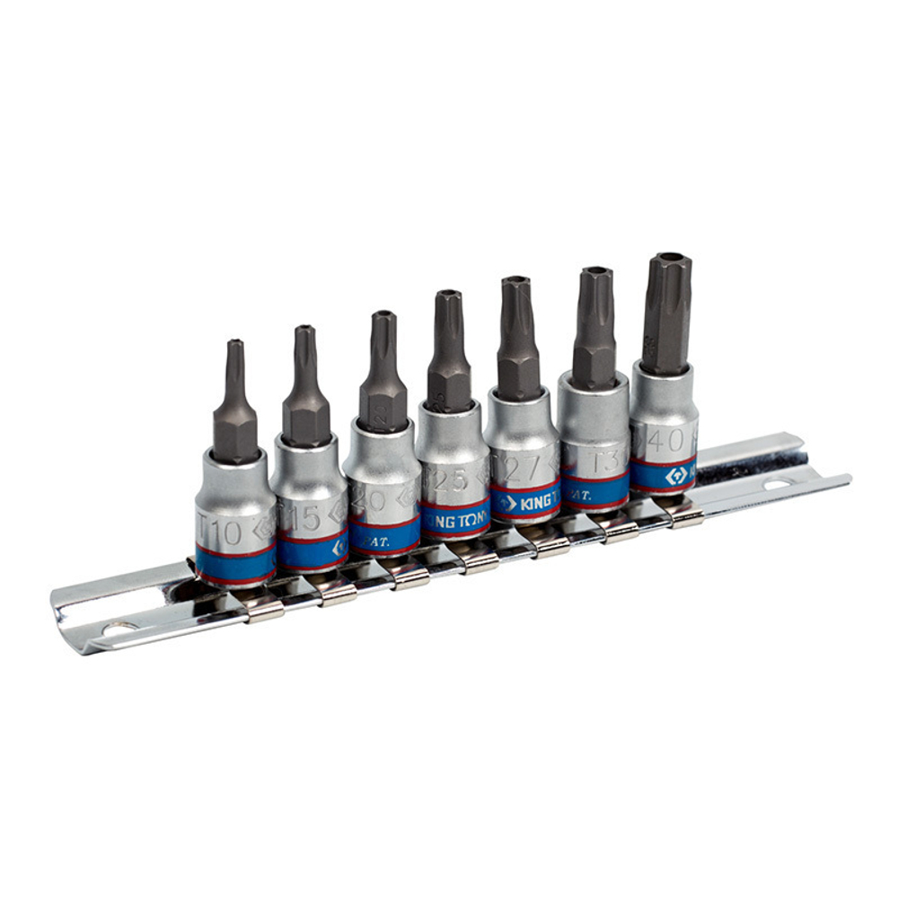 KING TONY (2107PR) Набор торцевых насадок 1/4", TORX с отверстием, Т10-Т40, 7 предметов