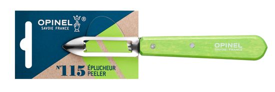 Нож для чистки овощей Opinel №115, деревянная рукоять, нержавеющая сталь, зеленый, блистер, 001930