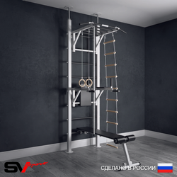 Шведская стенка Sv Sport враспор (Турник рукоход/Брусья/Скамья/Канат/Кольца/Лестница)