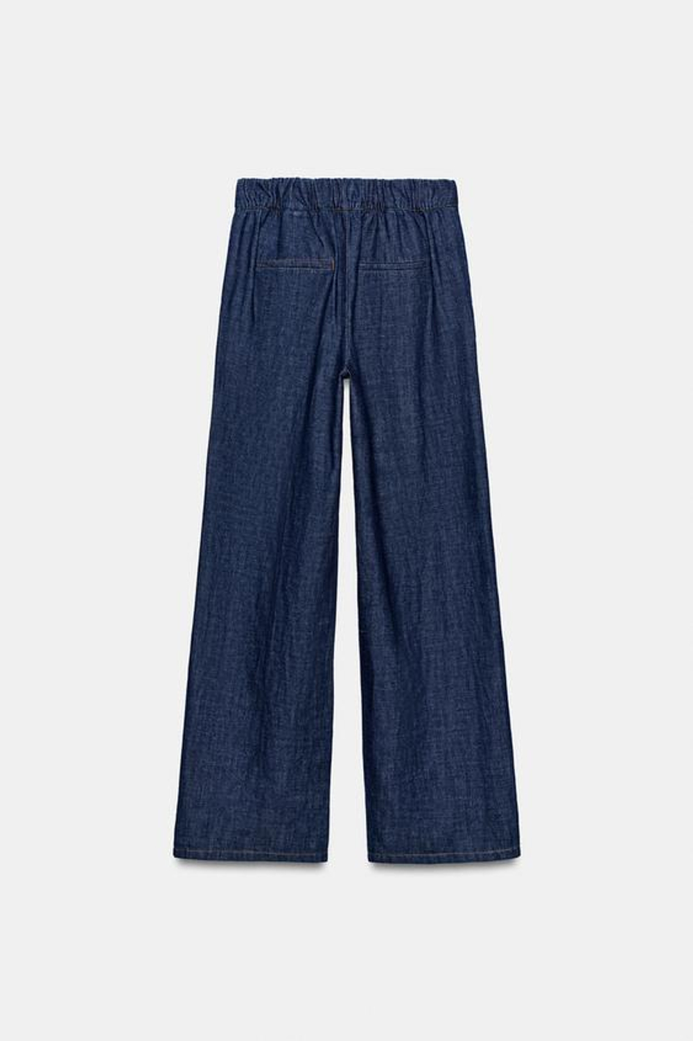 ZARA БРЮКИ ПРЯМОГО КРОЯ ИЗ СМЕСОВОГО ЛЬНА, ИНДИГО